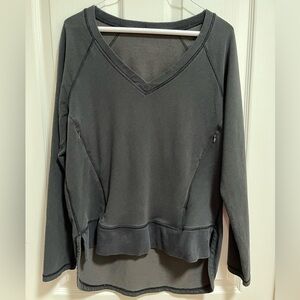 Lulu Lemon V-Neck Sweatshirt Pullover High Low Hem Kangaroo Zippered Pocket